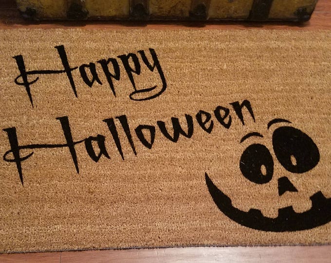 Door Mats / Custom Doormat / Welcome Mat / Personalized Doormat /  Holiday Gift Ideas / Halloween Doormat / Pumpkin Face / Jack O Lantern