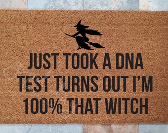 Soy una bruja, se ha demostrado, alfombra de puerta de bruja / felpudo personalizado / alfombras de halloween / ideas de regalos únicas / decoraciones de brujas / ADN de bruja
