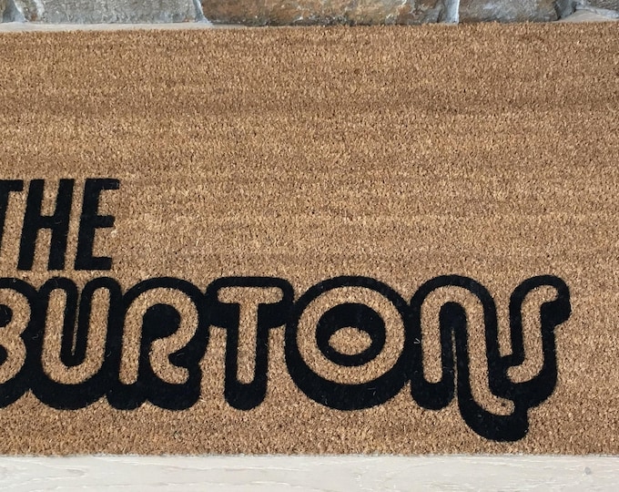 Custom Doormat, Custom Welcome Mat, Personalized Doormat, Retro Door Mat, Unique Gift Idea, Bold Font Design, Retro Designs, Retro Decor