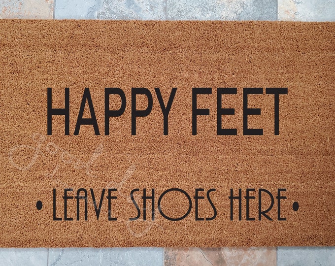 Happy Feet Door Mat, Welcome Mat, Creative Door Mats, Cool Door Mats, Doorstep Mats, Personalized Door Mat, Custom Door Mat, Perfect Gift