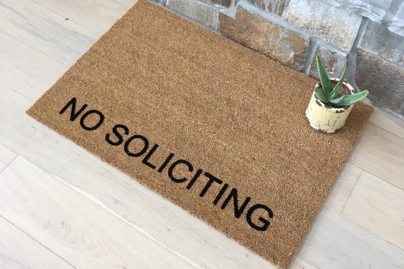 No Soliciting Doormat Welcome Mat Custom Doormat Door Etsy