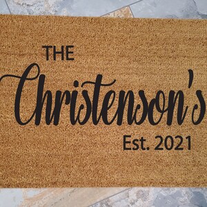 Personalized Family Name Coir Doormat, Custom Welcome Mat