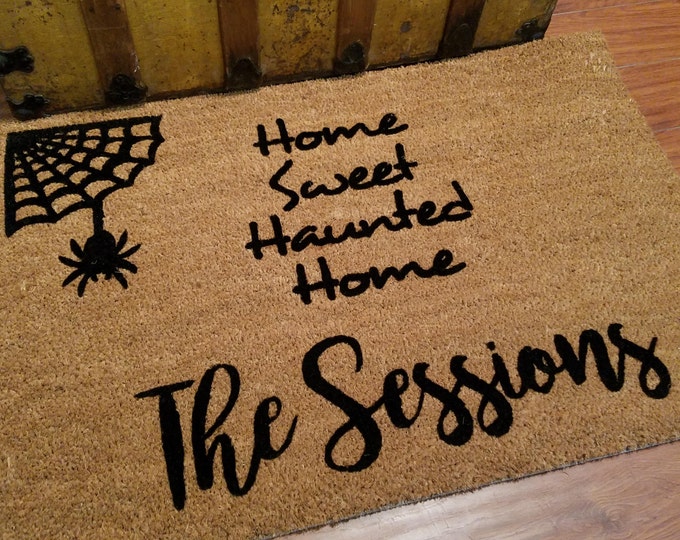 Custom Doormat, Custom Welcome Mat, Personalized Doormat, Door Mats, Doormat,  Halloween Doormat, Spiderweb Doormat, Scary Doormat