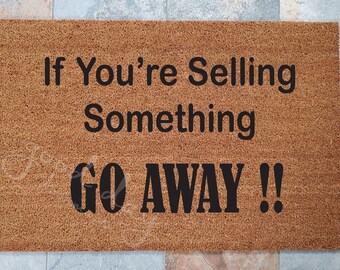 Go Away Coir Doormat: No Soliciting, Funny Welcome Mat
