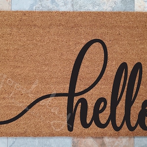 Hello Doormat, Hello Welcome Mat, Custom Doormat, Welcome Mat, Doormat, Doormats, Unique Door Mats, Large or Small Hello, Stylish Doormat