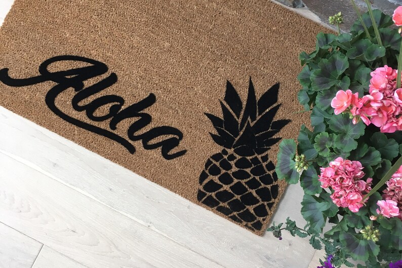 Aloha Doormat / Mat / Custom Doormat / Pineapple Etsy