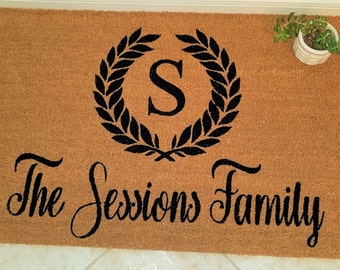 Custom Doormat, Custom Welcome Mat, Personalized Doormat, Monogrammed Doormat, Elegant Doormat, Door Mats, Wedding Gift Ideas, Family Gift