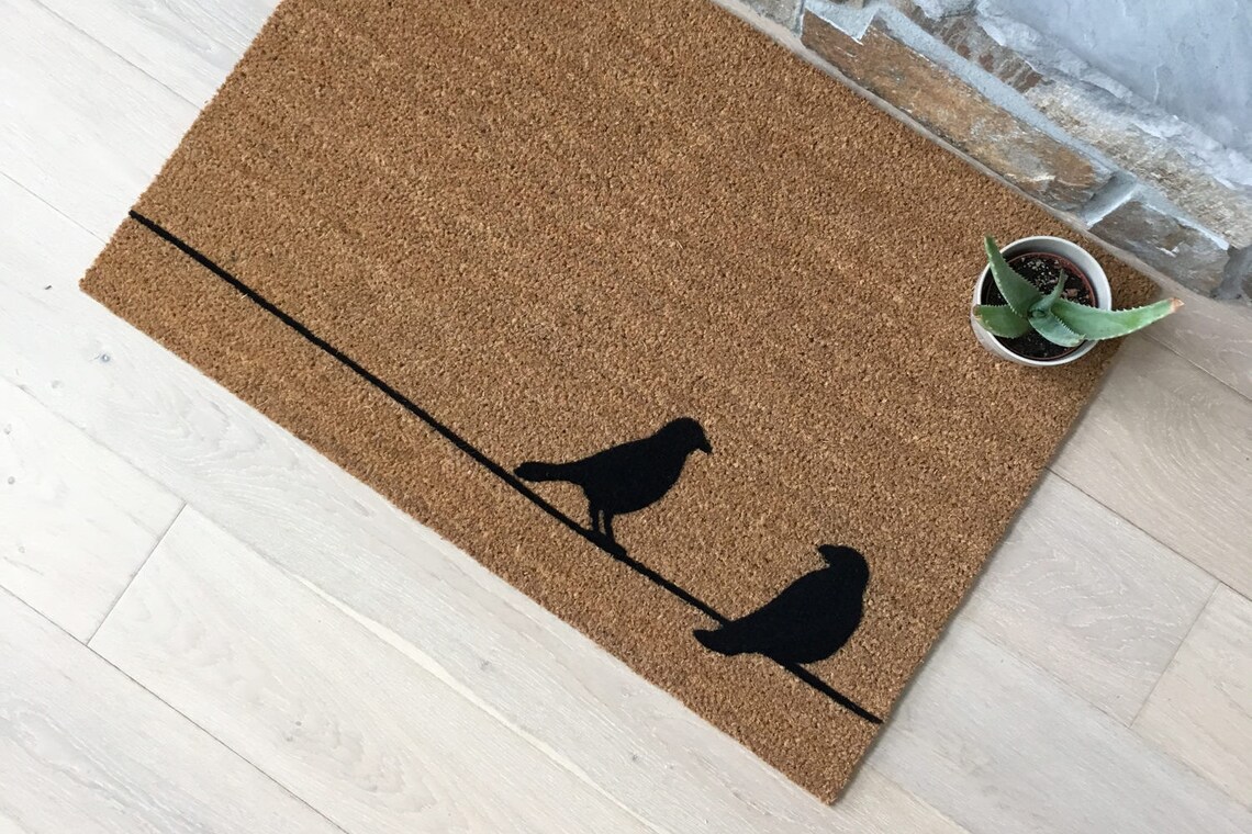Birds on a Wire Doormat / Custom Doormat / Handmade / Gifts Etsy