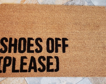 Shoes Off Please Coir Doormat: Fade-Proof Design