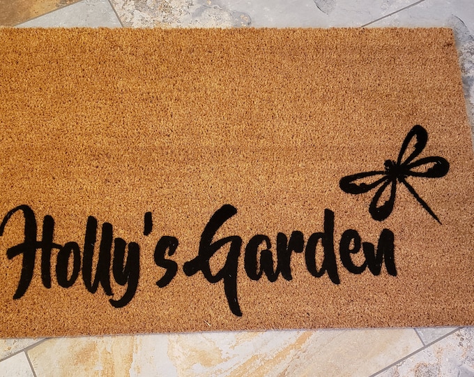 Dragonfly Door Mat, Spring Decorations, Custom Door mat, Spring Door Mat, Cute Home Decor, Garden Lover Gifts, Welcome Mat, Garden Decor,