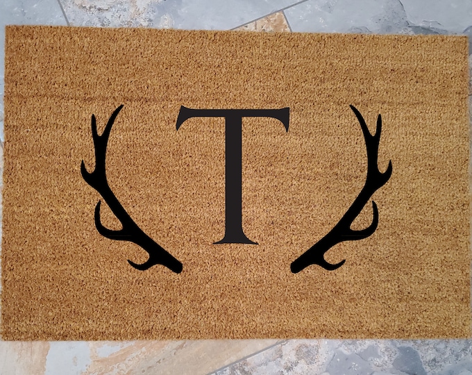 Antlers Doormat / Welcome Mat / Outdoors Doormat /Custom Doormat / Personalized Doormat / Funny Doormat / Housewarming Gifts / Outdoors