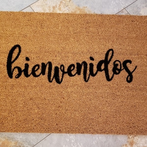 Felpudo español / felpudo bienvenidos / Alfombra de bienvenida española / Regalos españoles / Decoración española / Felpudo personalizado / Ideas de regalos de inauguración de la casa imagen 1