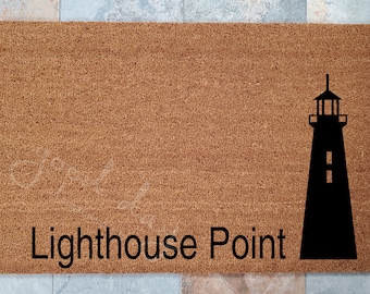 Lighthouse Coir Doormat: Personalized Beach Welcome Mat