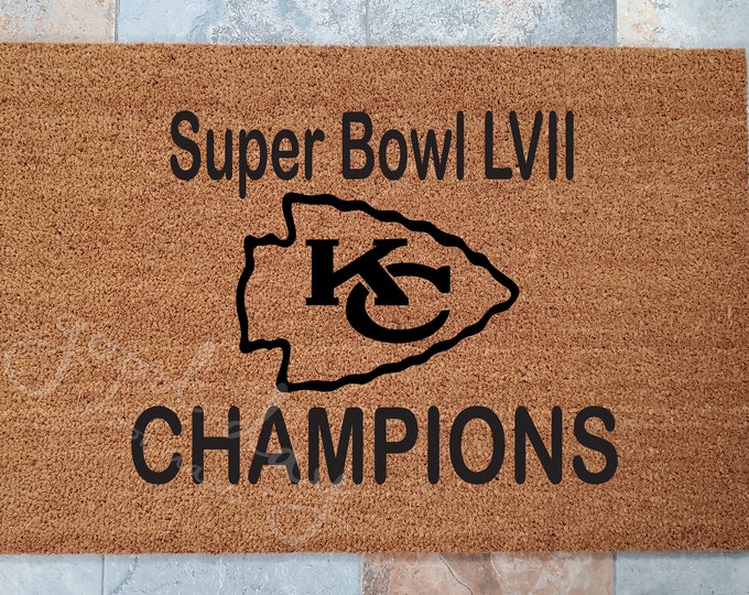Super Bowl LVII Champions Doormats / KC Chiefs Doormat / Welcome Mat / Sports Fan / NFL Gift Ideas / Gifts for Him / Gifts for Boyfriend