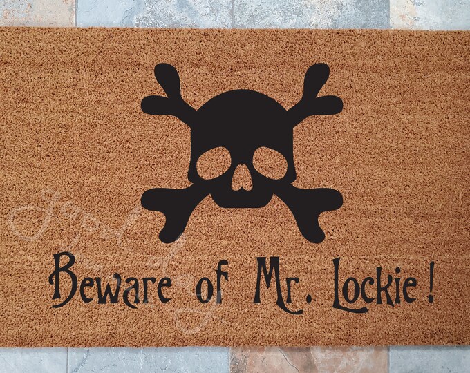 Welcome Mat / Door Mats / Personalized Doormat / Custom Doormat / Halloween Doormat / Unique Gift Idea / Skull & Crossbones / Creepy Doormat