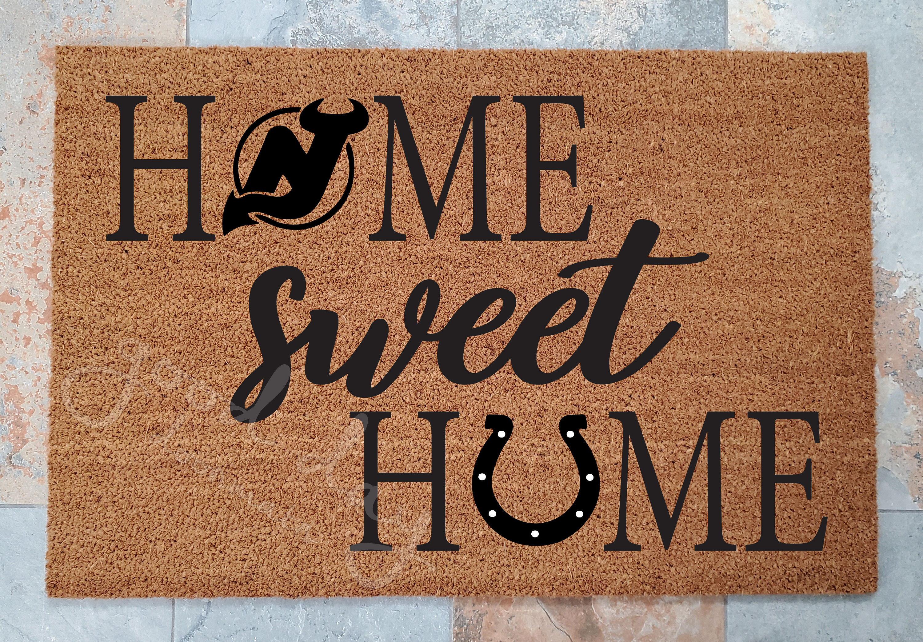 Home Sweet Home Sports Doormat / Custom Doormat / Welcome Mat /  Personalized Doormat / Sports Doormat / Gift for Friend / Gift for Family