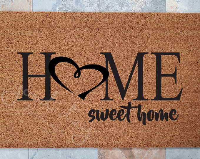 Home Sweet Home Heart Doormat / Custom Doormat / Welcome Mat / Personalized Doormat / Heart Doormat / Gift for Friend / Gift for Family