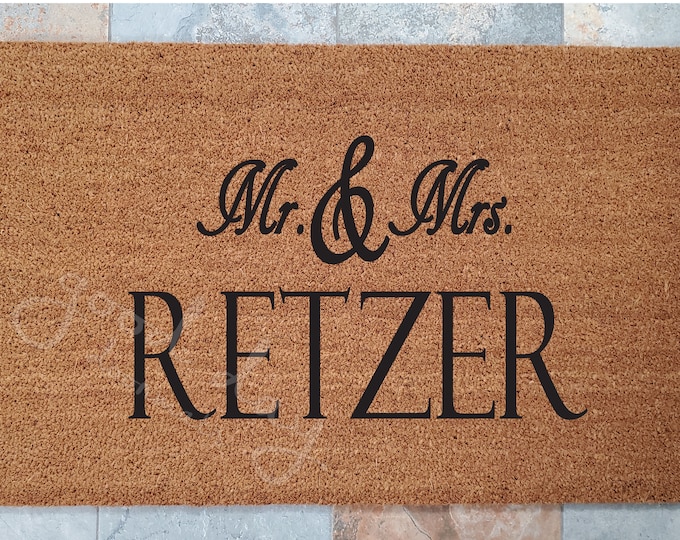 Mr and Mrs Welcome Mat and other Mr and Mrs Unique Gifts, Door Mats, Wedding Gifts, Mr and Mrs Your Name Here, Custom Doormat, Doormats