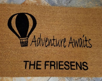 Hot Air Balloon Doormat / Personalized Doormat / Outdoors Doormat / Custom Doormat / Housewarming Gifts / Family Gift / Welcome Mat