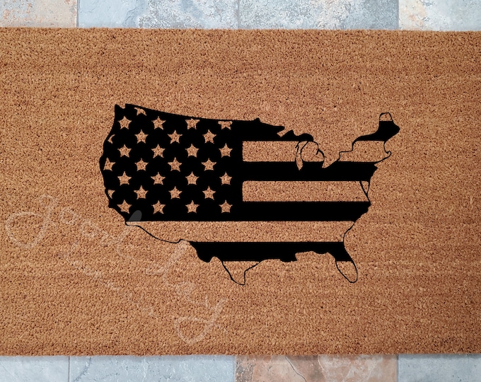 USA Flag Welcome Mat / Custom Doormat / American Flag / Welcome Mat / Personalized Doormat / Patriotic Doormat / Gift for Friends