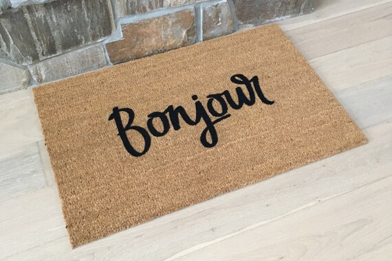 Doormats Custom Doormats Welcome Mat Home Decor Unique Gift Gifts For Mom French Decor Gifts For Girlfriend Bonjour Doormat