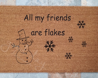 Snowman 'All My Friends Are Flakes' Coir Doormat