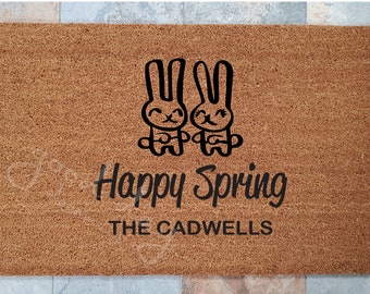 Door Mats / Personalized Doormat / Custom Doormat / Welcome Mat / Gifts for Her / Gifts for Mom / Unique Gifts / Gifts for Wife / Bunnies