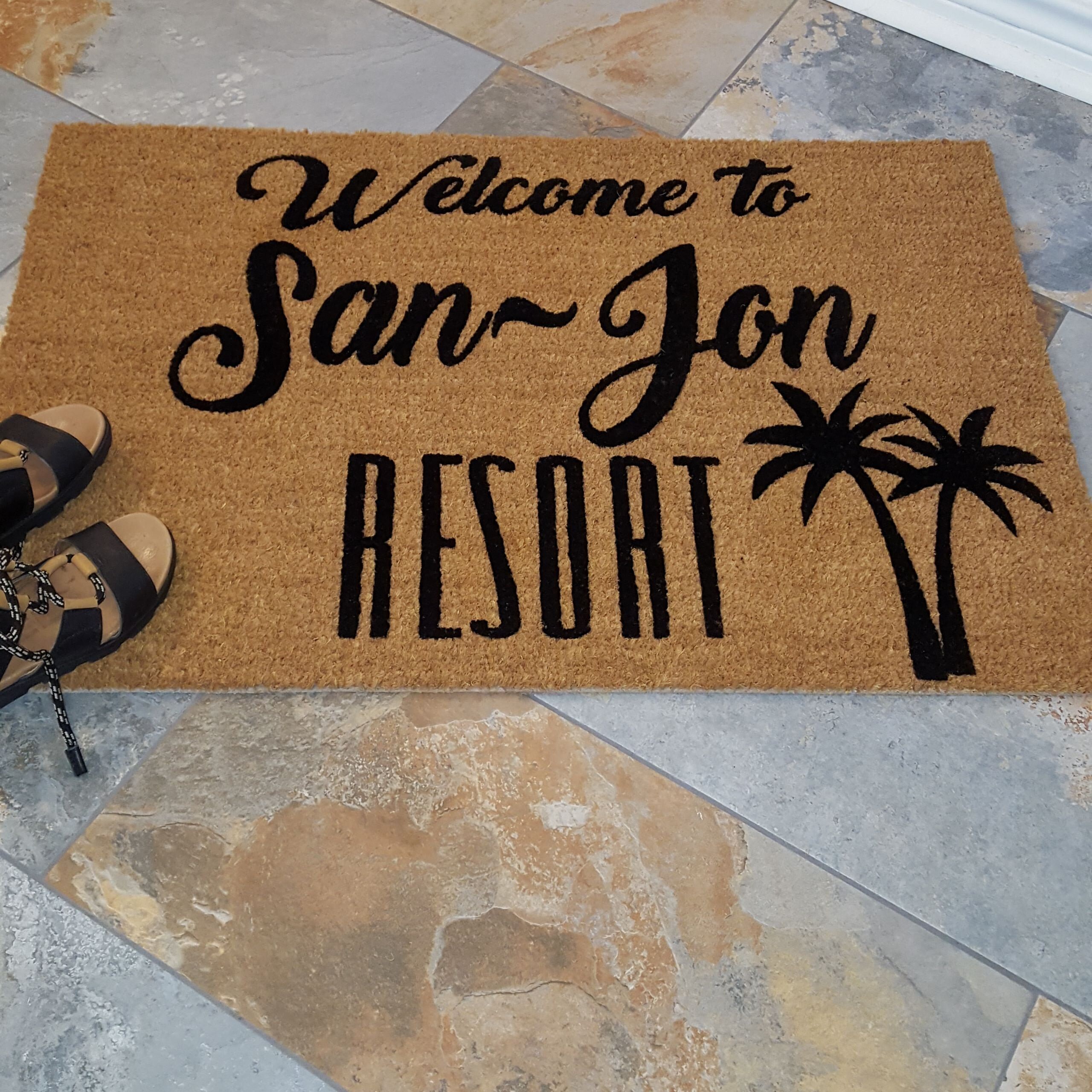 Resort Door Mat Personalized Doormat Tropical Welcome