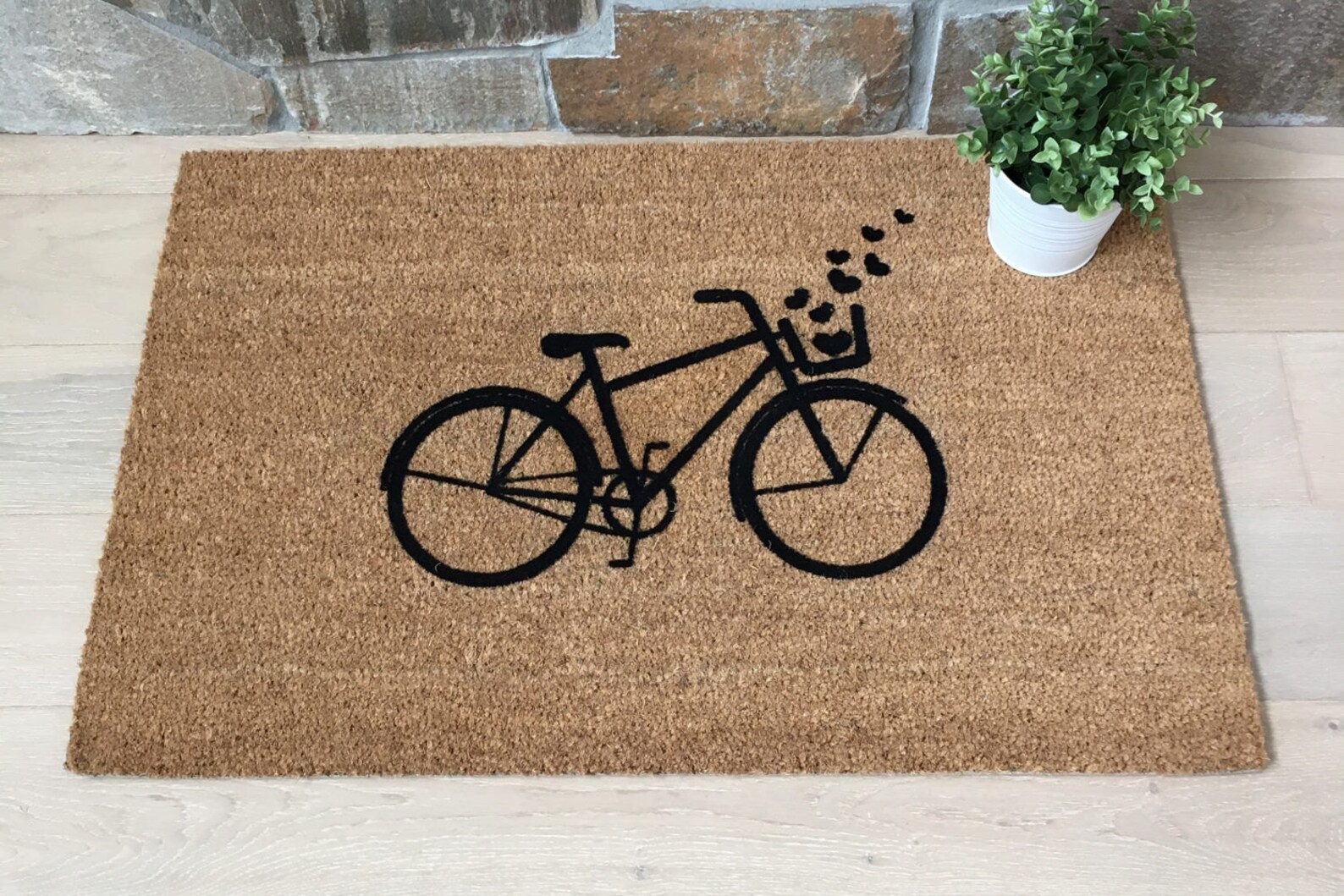 Bicycle With Hearts Doormat / Custom Doormats / Mat / Etsy