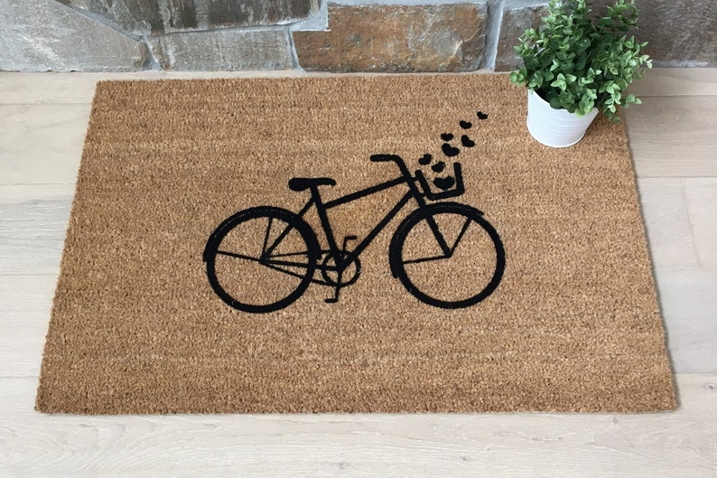 Bicycle with Hearts Doormat / Custom Doormats / Mat / Etsy.de