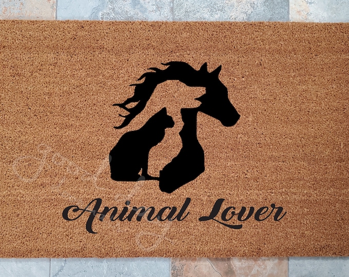 Animal Lover Welcome Mat, Horse Dog Cat Doormat, Animal Welcome Mat, Dog Lovers Doormat, Horse Lovers Doormat, Animal Lovers Doormat