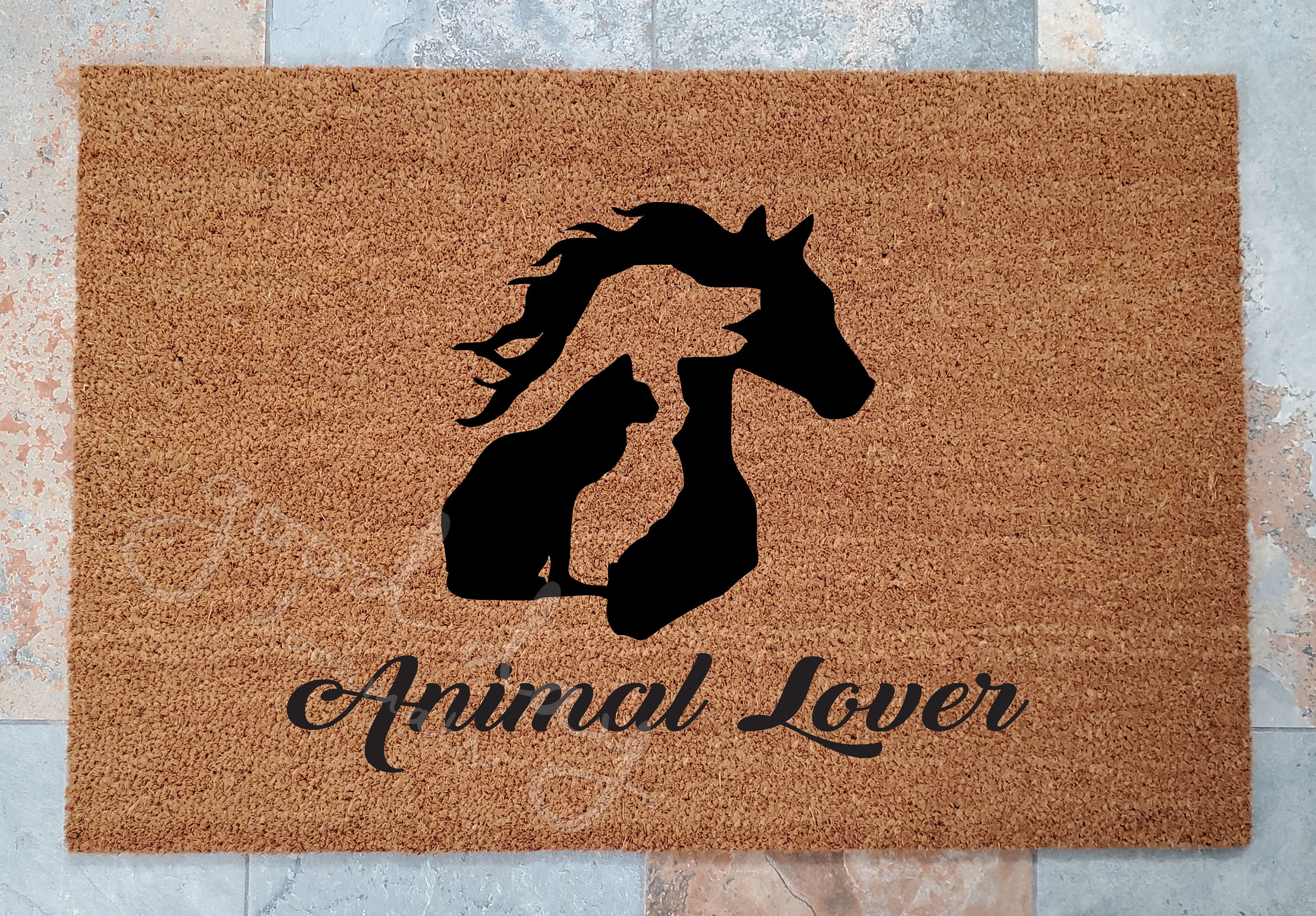 100% Coir Outdoor Welcome Mat - Horses at Fence: Chicks Discount Saddlery