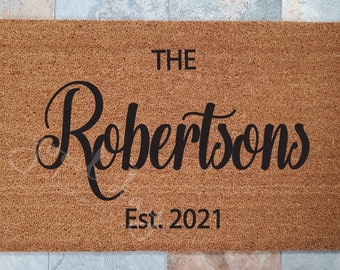 Robertson Doormat let's you Personalize with your family Name / Custom Doormat / Last Name Gift / Welcome Mat / Personalized Wedding Gift