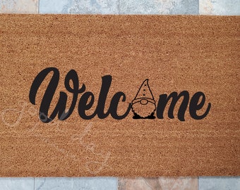 Welcome Gnome Doormat: Natural Coir Fiber Door Mat