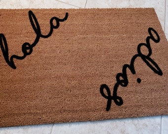 Hello Goodbye Door Mat / Hola Adios Door Mat / Hallo Tchuss  Door Mat / Shalom L'hitraot Door Mat / Language Decor / Custom Doormats