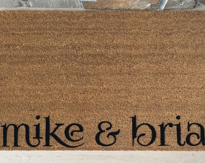 Couples Names Door Mat / Custom Doormat / Personalized Doormat / Welcome Mat / Unique Wedding gifts / Couple Gifts / Bridal Shower Gifts