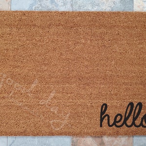 Hello Doormat, Hello Welcome Mat, Custom Doormat, Hello Mat, Welcome Mat, Doormat, Greetings Doormat, Doormats, Housewarming Gift, Fun Gifts