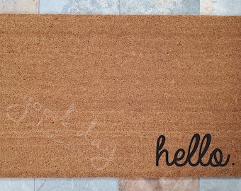 Hello Doormat, Hello Welcome Mat, Custom Doormat, Hello Mat, Welcome Mat, Doormat, Greetings Doormat, Doormats, Housewarming Gift, Fun Gifts