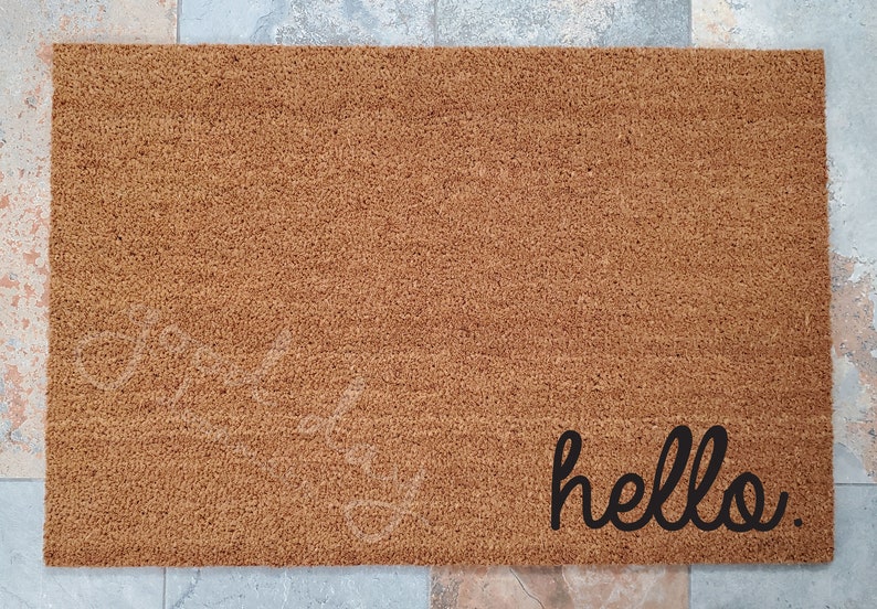 Hello Doormat, Hello Welcome Mat, Custom Doormat, Hello Mat, Welcome Mat, Doormat, Greetings Doormat, Doormats, Housewarming Gift, Fun Gifts image 1