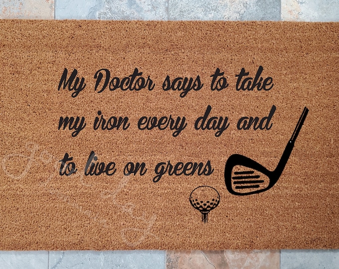 Iron and Greens Golf Doormat / Custom Doormats / Welcome Mats /  Personalized Doormats / Outdoors Doormat / Golf Welcome Mat / Golf Lover