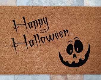 Door Mats / Custom Doormat / Welcome Mat / Personalized Doormat /  Holiday Gift Ideas / Halloween Doormat / Pumpkin Face / Jack O Lantern