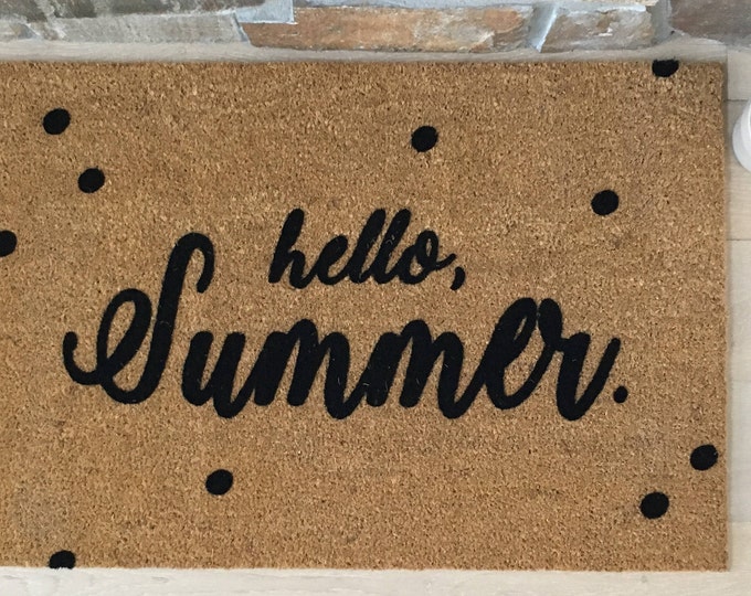 Custom Doormat, Custom Welcome Mat, Personalized Doormat, Hello Summer Doormat, Summer Door Mats, Summer Decor, Housewarming Gift Ideas