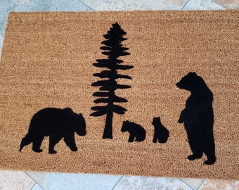 Bears Doormat / The Great Outdoors / Outdoors Doormat / Custom Doormat / Handmade Doormat / Housewarming Gifts / Family Gift / Welcome Mat