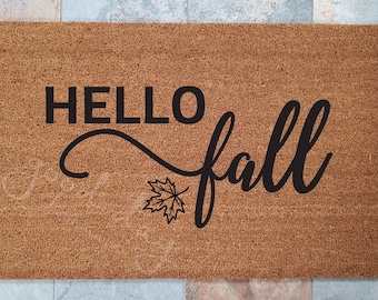 Hello Fall Doormat / Fall is My Favorite Season / Fall Welcome Mat / Welcome Mat / Personalized Doormat / Fun Home Decor / Unique Door Mats