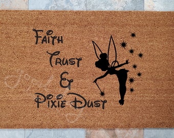 Pixie Dust Doormat / Custom Welcome Mat / Personalized Doormat / Disney Home Decorations / Unique Door Mats / Tinker Bell / Disney Lover