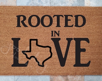 Rooted In Love State Doormat: Custom Welcome Mat