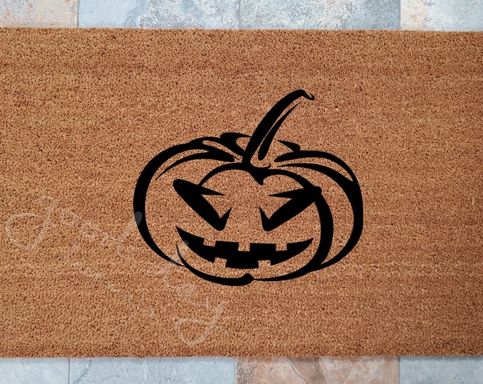 Pumpkin Doormat / Welcome Mat / Door Mats / Custom Doormat / Halloween Doormat / Scary Doormat