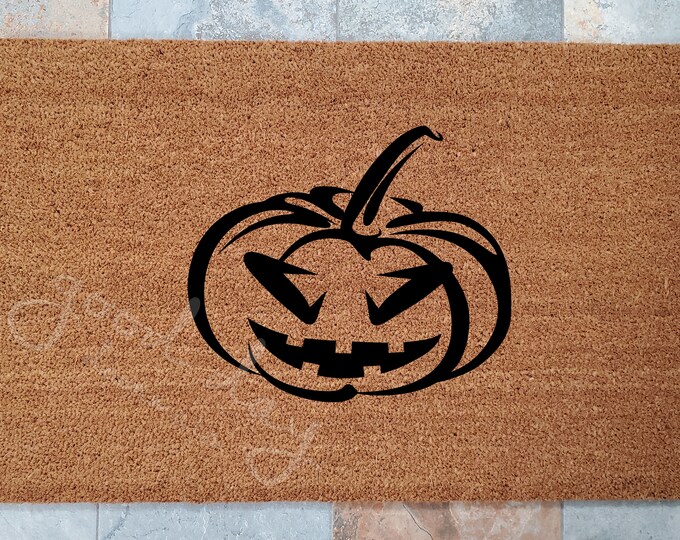 Pumpkin Doormat / Welcome Mat / Door Mats / Custom Doormat / Halloween Doormat / Scary Doormat