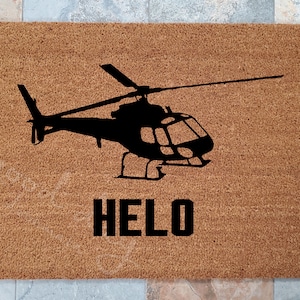 Custom Helicopter Coir Doormat: Pilot Gift, Aviation Decor