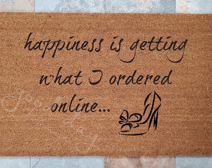 Happiness Doormat / Shopping Welcome Mat / Custom Doormat / Welcome Mat / Personalized Doormat / Shopping Doormat / Gift for Friends